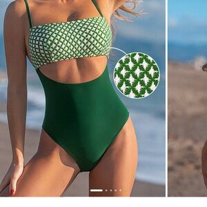 Cupshe Green and White One Piece Swimsuit